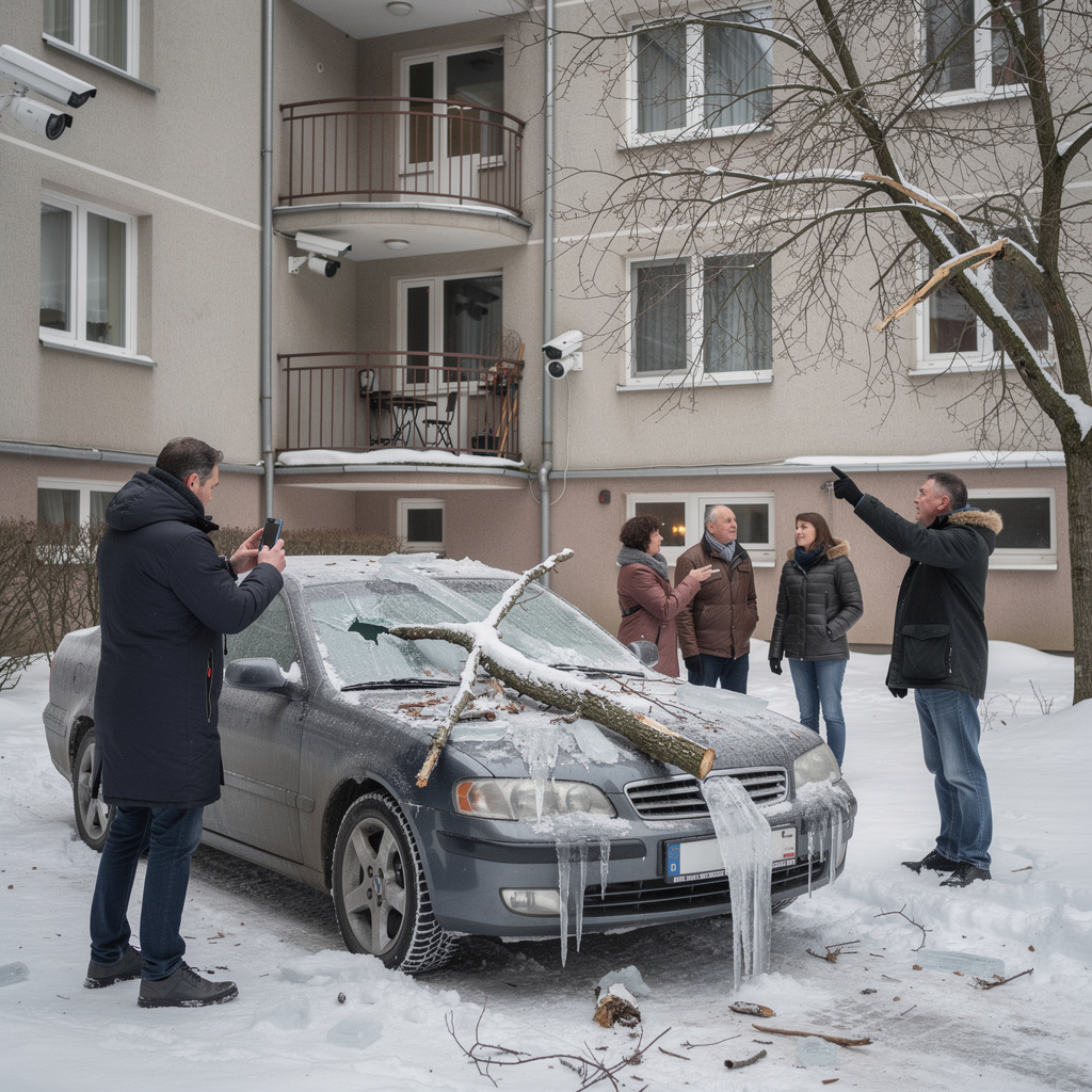 Упавшая сосулька или ветка повредила автомобиль во дворе: как доказать вину управляющей компании и взыскать ущерб